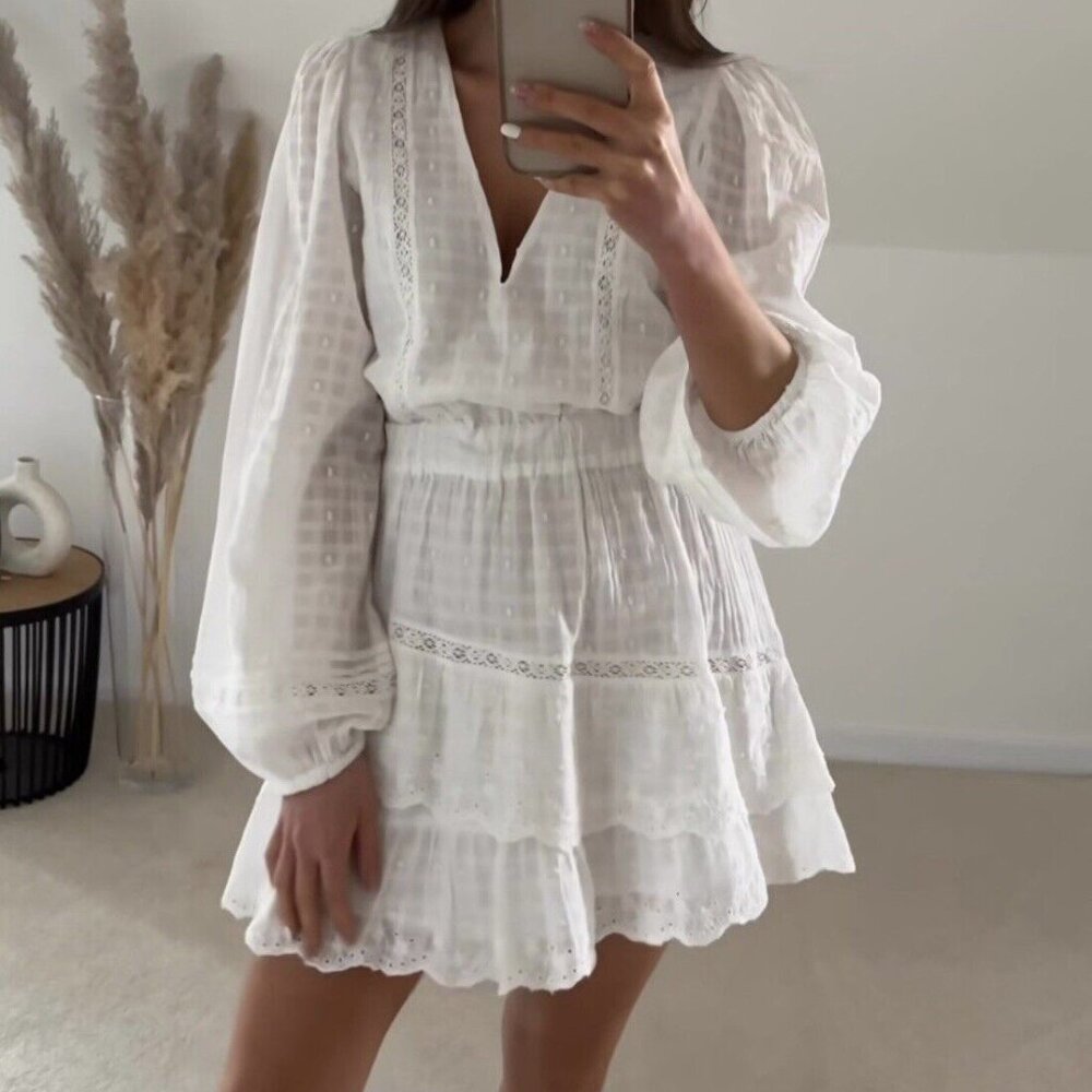 Zara Embroidered White dress